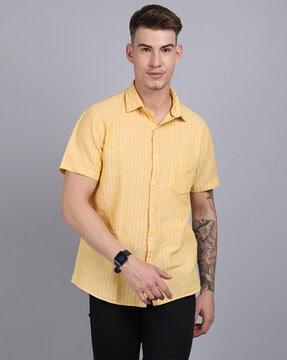 striped shirt with patch pocket