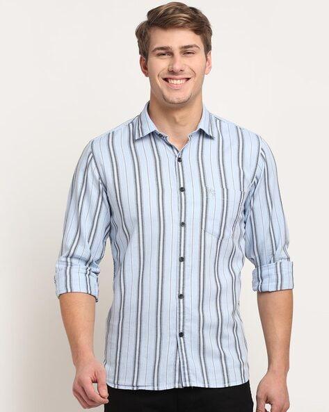 striped shirt with patch pocket