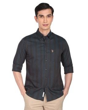 striped shirt with patch pocket