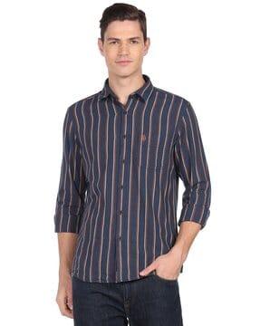 striped shirt with patch pocket