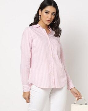 striped shirt with patch pocket