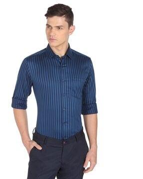 striped shirt with patch pocket