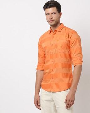 striped shirt with patch pocket