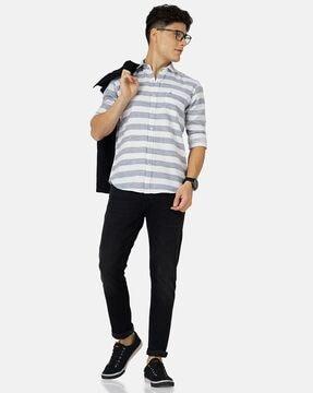 striped shirt with patch pocket