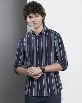 striped shirt with patch pocket