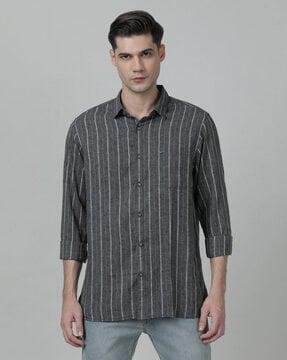 striped shirt with patch pocket