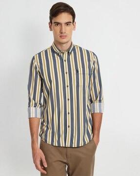 striped shirt with patch pocket