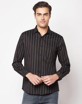 striped shirt with patch pocket