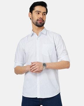 striped shirt with patch pocket