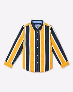 striped shirt with patch pocket