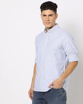 striped shirt with patch pocket