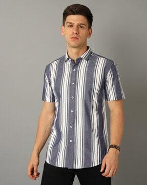 striped shirt with patch pocket