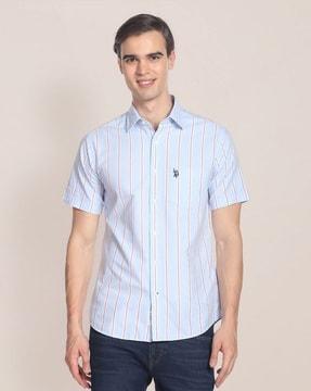 striped shirt with patch pocket