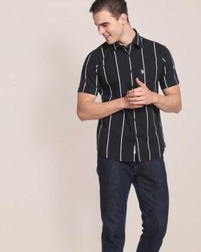 striped shirt with patch pocket