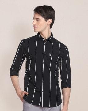 striped shirt with patch pocket