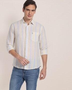 striped shirt with patch pocket