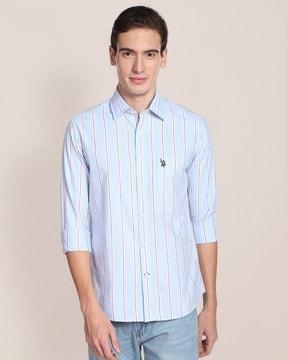 striped shirt with patch pocket