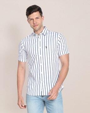 striped shirt with patch pocket