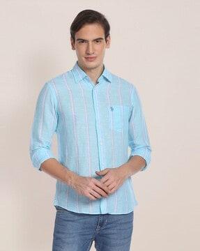 striped shirt with patch pocket