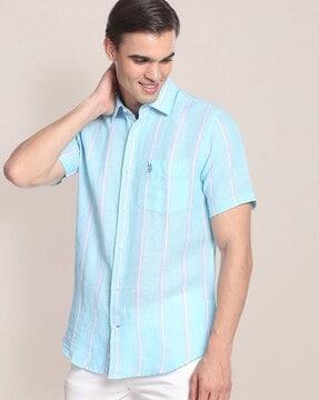 striped shirt with patch pocket
