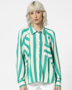 striped shirt with patch pocket