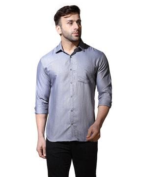 striped shirt with patch pocket