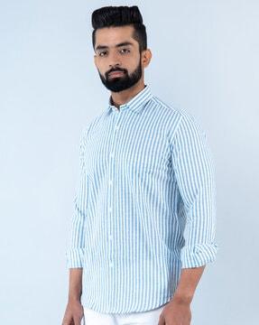 striped shirt with patch pocket