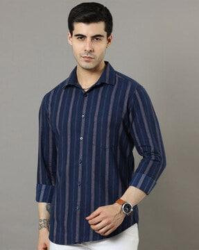 striped shirt with patch pocket