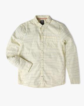 striped shirt with patch pocket