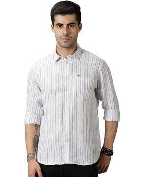 striped shirt with patch pocket