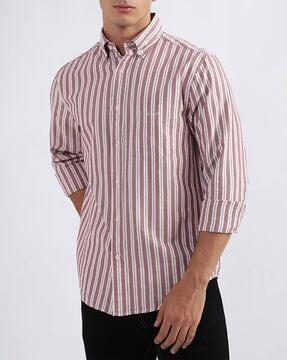 striped shirt with patch pocket