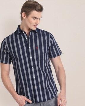 striped shirt with patch pocket