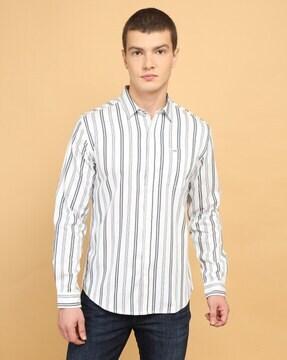 striped shirt with patch pocket