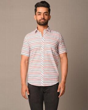 striped shirt with patch pocket