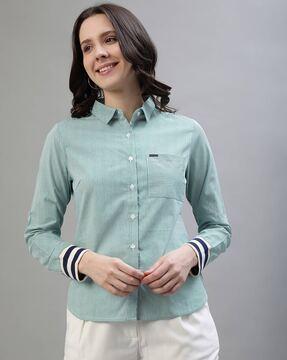 striped shirt with patch pocket