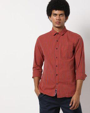 striped shirt with patch pocket