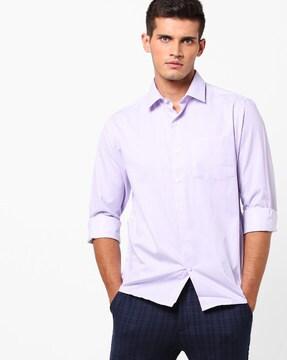 striped shirt with patch pocket