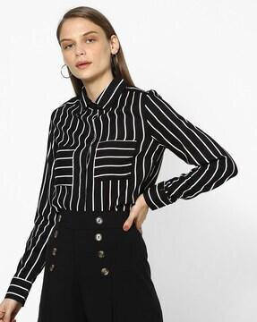 striped shirt with patch pockets