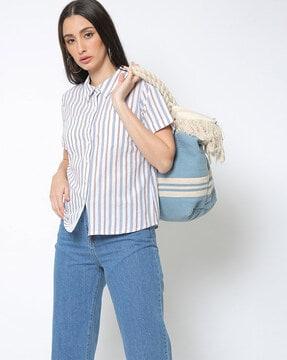 striped shirt with patch pockets