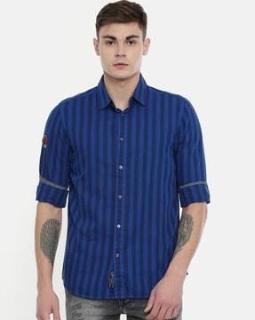 striped shirt with patch pockets