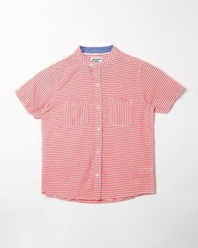 striped shirt with patch pockets