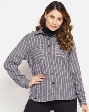 striped shirt with patch pockets