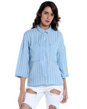 striped shirt with patch pockets