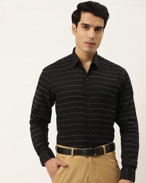 striped shirt with spread collar