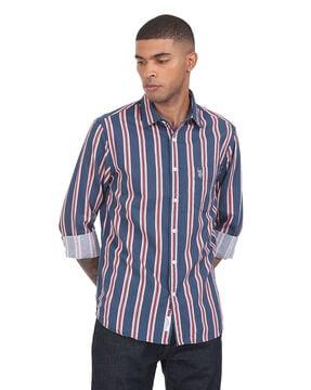 striped shirt with spread collar