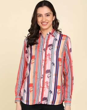 striped shirt with spread collar