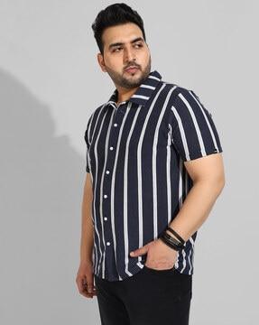 striped shirt with spread collar