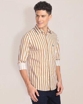 striped shirt with spread collar