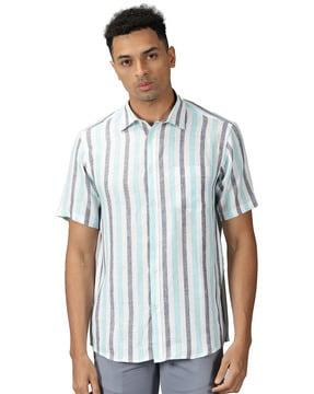 striped shirt with spread-collar