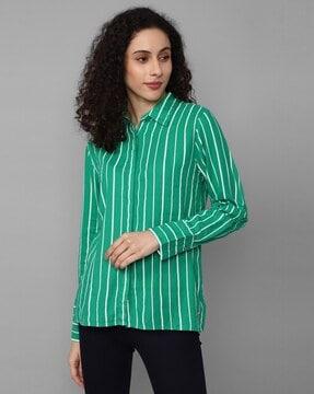 striped shirt with spread collar